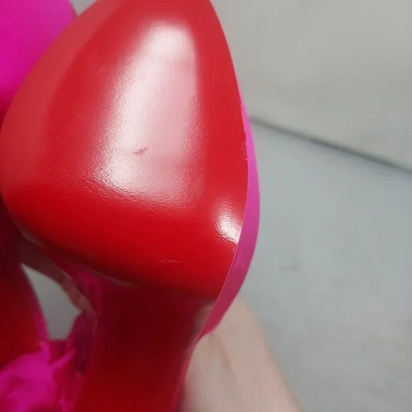 CHRISTIAN LOUBOUTIN Pink Maria Frou Alta Satin Platform Pump Shoe - Picture 12 of 14